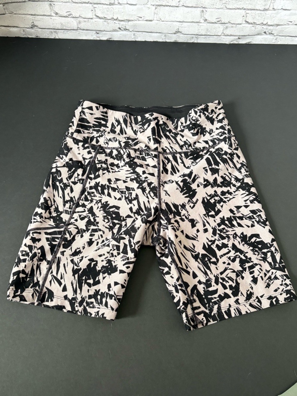 Calvin Klein Black & Cream Abstract Print Athletic Shorts